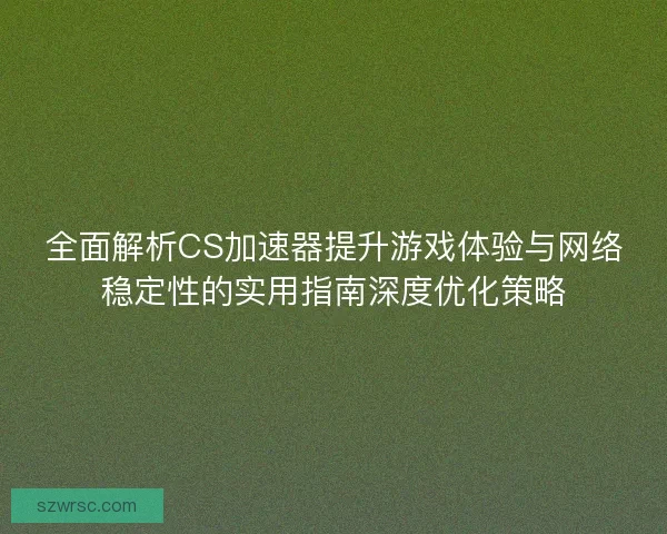 全面解析CS加速器提升游戏体验与网络稳定性的实用指南深度优化策略